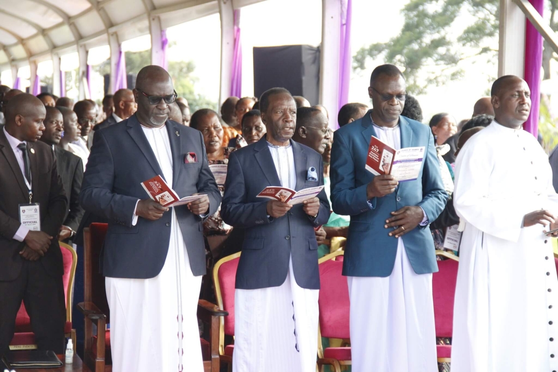 Buganda Kingdom represented at the ceremony by Owek. Robert Waggwa Nsibirwa (left), along with other dignitaries